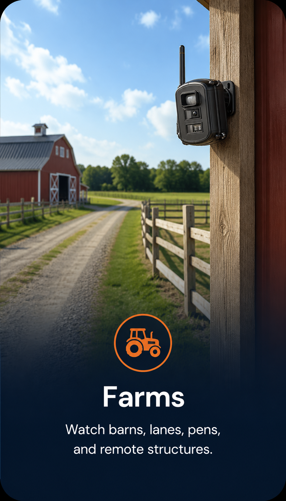 Gates, Farms & Remote Property wireless motion alert monitoring area