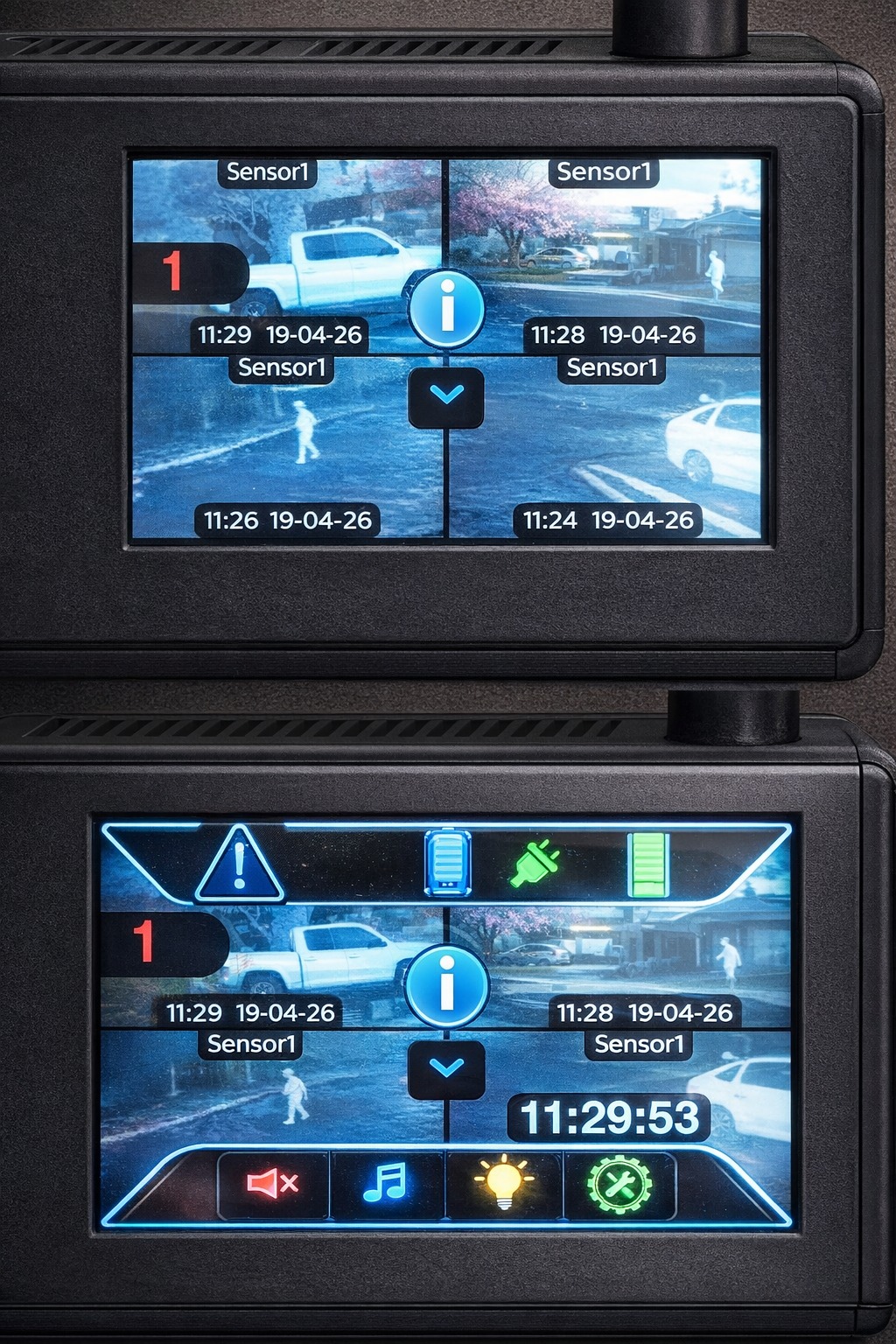 Reporter AI hub screens with visual alert context