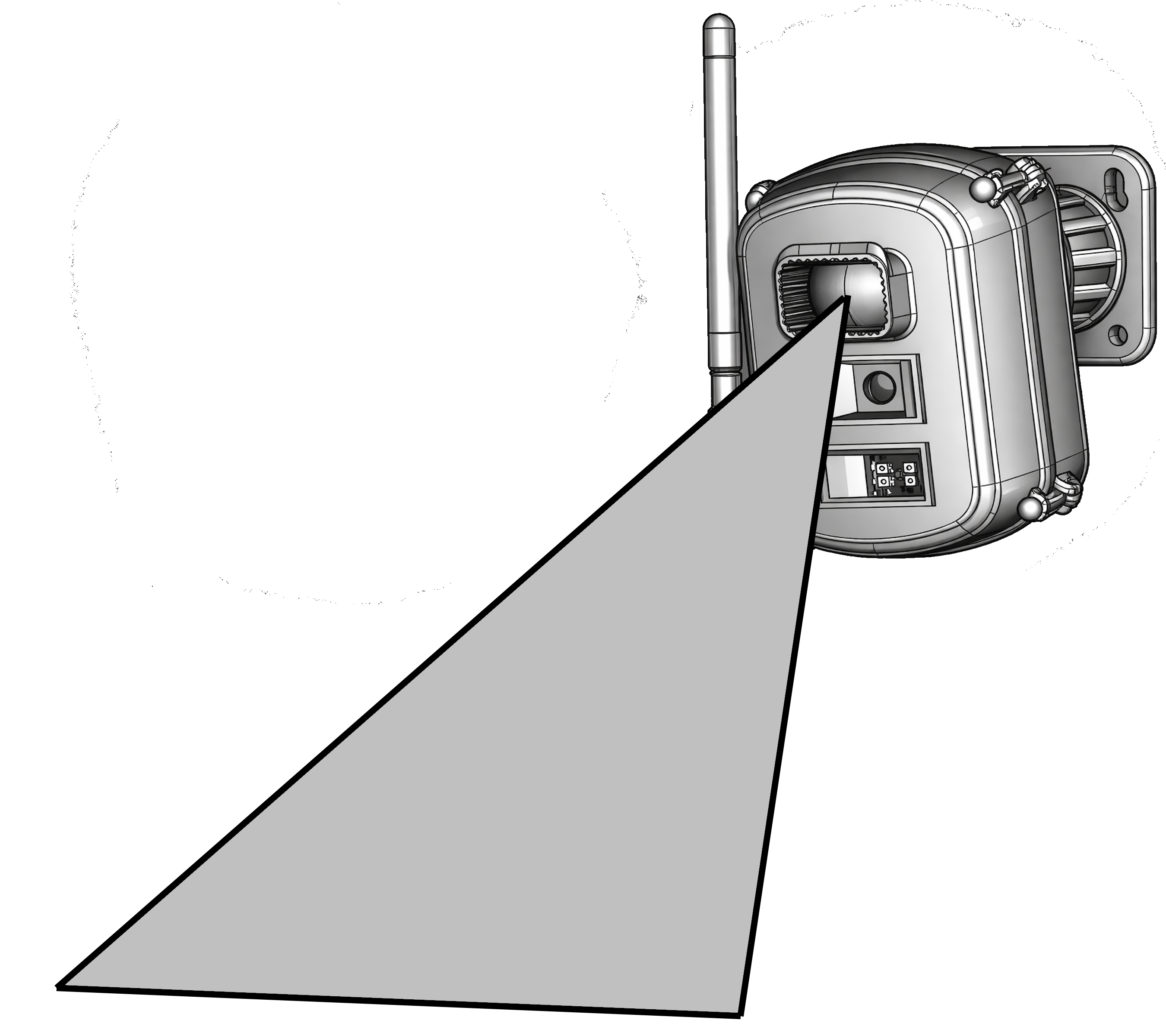 Sensor aimed level or slightly downward