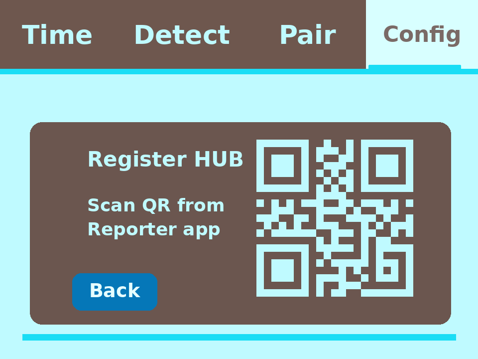 Register Hub QR code screen